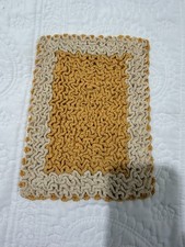 Vtg Handmade Wiggle Crochet Hot Pad Trivet Yellow Wiggly Stitch Potholder MCM picture