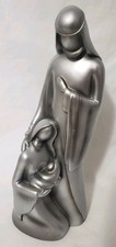 Herco Silver Tone Statue of Joseph & Mary w/Child Nativity Rare Vintage 10