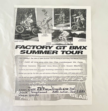 GT BMX Summer Tour 1994 Factory Flyer/Handout Tanglwood BMX Event picture