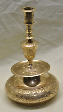 Bells of Sarna Brass Taper Candlestick Holder w/ Bell Base Signed India 0158T picture