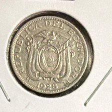 1928 Ecuador 5 Centavos Nickel Coin-19.5MM - KM#69 picture