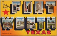 Vintage 1950s FORT WORTH, Texas Large Letter Postcard / Curteich Linen - Unused picture