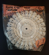 4 Pk Vintage Selfix White Plastic Ruffled Doilies 9