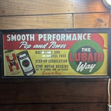 Vintage Original 1930-1940s Lubaid Way Motor Lubrication Advertising Poster Sign picture