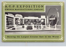 Simonds Manufacturing Company AYP Exposition Largest Circular Saw Ad Postcard picture