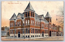 Antique Illinois Postcard PONTIAC City Hall Architecture 1908 picture