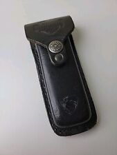 Vtg 1991 BUCK 110 folding pocket KNIFE USA  w/Harley Davidson leather sheath picture