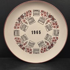 Vintage Collector Plate 1965 Calendar Birthday  Pink & Black Floral 10” Ceramic  picture