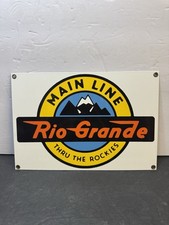 Vintage RIO GRANDE MAIN LINE PORCELAIN Enamel METAL SIGN Thru Rockies 11