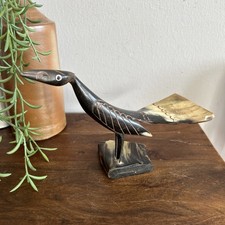 Hand Carved Bird From Water Buffalo Horn Hand Crafted Bird Figurine Vintage picture