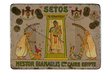 Scarce 1910s Egyptian Nestor Gianaclis “Setos” hinged cigarette tin in good cond picture