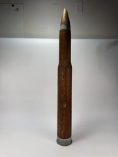 Vintage 1940s WW2 US Navy Mk-6 Practice Wood Dummy Cartridge Oak and Metal picture