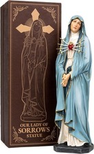 Hand-Painted Our Lady of Sorrows Statue, Blessed Virgin Mary Figurine, Spiritual picture