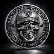 Washington DC J6 Capital Police 1st Responders Antique Silver DOJ Challenge Coin picture