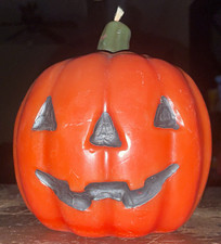 Vintage WATERFORD CANDLES Jack-O-Lantern Pumpkin Wax Candle Orange Black Gurley picture