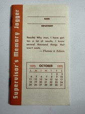 Vintage 1970 Supervisor’s Memory Jogger October Human Relations Calendar picture