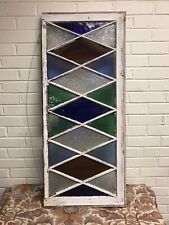ANTIQUE VTG STAINED GLASS WINDOW WITH BROKEN PANE 39 3/4 X 17 1/4 X 1/1/2” AS IS picture