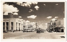 real photo Abilene TX - Pine Street Looking North Bus Buses 1950s postcard RPPC picture