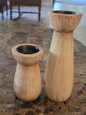 Set Of 2 Ceramic Candle Holders Light Brown Home Decorative H-476 picture