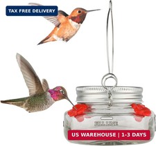 Nature's Way Vintage Glass Jar Hanging Hummingbird Feeder, 6 oz Nectar Capacity, picture