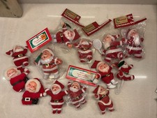 Vintage Flocked Santa Lot Set Of 14 Clips Picks Some Damage picture