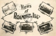 Roanoke IL Illinois Multiview 1912 RPPC Photo Postcard COPY picture