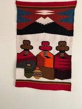 Vtg Hand Woven Wool Tapestry Wall Hanging Decor South America Peru picture