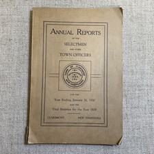 Town Of Claremont New Hampshire NH 1930 Annual Reports picture