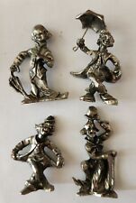 Vintage Set of 4 Miniature Pewter Clown Figures Sculpture Taiwan Figurines picture