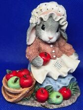 1997 My Blushing Bunnies Bountiful Blessings Easter Rabbit Apple Basket Figurine picture