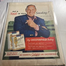 1955 Print Ad Chesterfield Cigarettes Baseball Manager Leo Durocher Smoking picture