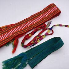 Vintage Colorful Hand-woven Guatemalan faja sash belt fringe stripes  picture