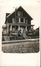 Jamestown, NY New York Man Woman Wedding Attire Porch Front of Two-Story RPPC picture