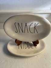 Set 2 Rae Dunn Artisan Collection by Magenta Snack And Nibble Oval Plate picture