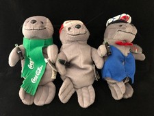 NWT Vintage 1990's Coca-Cola Collectible Beanie Seals • Lot of 3 picture