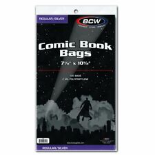 100 - BCW Regular / Silver 2-Mil Polypropylene Comic Book Bags 7-1/8