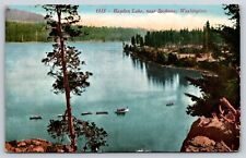 Spokane WA-Washington, Hayden Lake, Boats, Antique Vintage 1912 Post Card picture