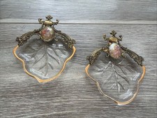 Hazel Atlas Gold Rimmed Leafs Set Of 2 Vntage picture