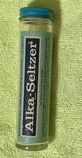 Vintage Alka-Seltzer Glass Bottle 25-Tablet Tube With Tin Cap picture