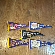 Vintage Travel Pennant Lot of 5 - Storytown USA Roseland Park Buffalo Adirondack picture
