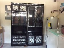 KOREAN LACQUER CABINET , INLAID MOTHER OF PEARL ON BLACK LACQUER no shipping picture
