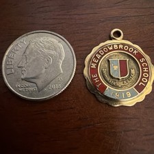 14k Gold And Enamel vintage  graduation,school charm  Meadowbrook School 1919 picture