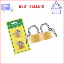 2 Pcs Small Solid Brass Locks with Keys, 20mm + 25mm Mini Key Locks, for Luggage picture