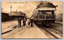 Elkhart 20th Century Ltd Train~Lake Shore & Michigan Southern Railway Depot~RPPC picture