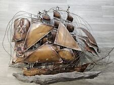 VTG Curtis-Jere-Style Boat Schooner Ship Wall Metal Art Sculpture 34”H, 46