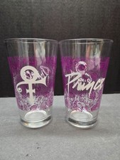 SET OF 2 NEW ARTIST FORMALLY KNOWN AS PRINCE SYMBOL 16 OZ PURPLE PAISLEY GLASSES picture