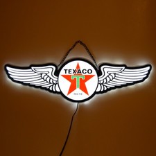 Texaco Star LED sign wall lamp aviation wings Neon shop Gasoline Gas pump globe picture