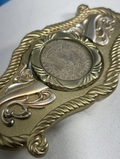 Vintage Western Belt Buckle Rotating 1921 Morgan Silver Dollar Genuine Coin picture