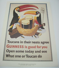 1990's Era Vintage Guinness Beer Advertising Poster Toucans Nest Ray Tooby 1957 picture