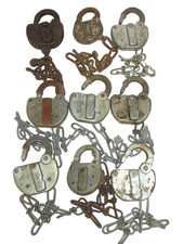 Vintage PENN CENTRAL RAILROAD RAILWAY Adlake Lock & Chain (Lot of 9) WOW picture